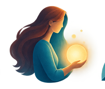 A person holding a glowing sphere