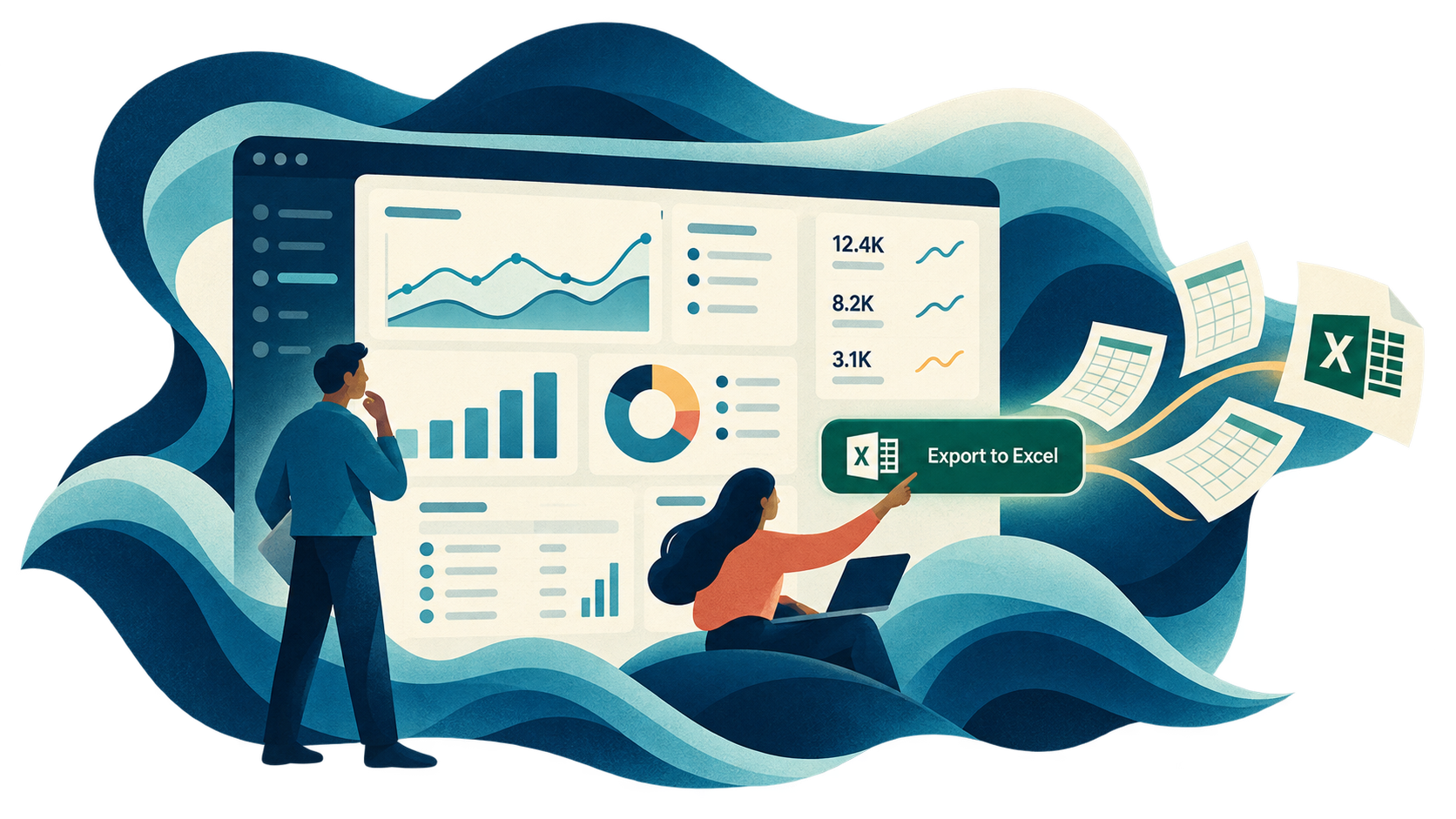 Analytics workspace with an Export to Excel action