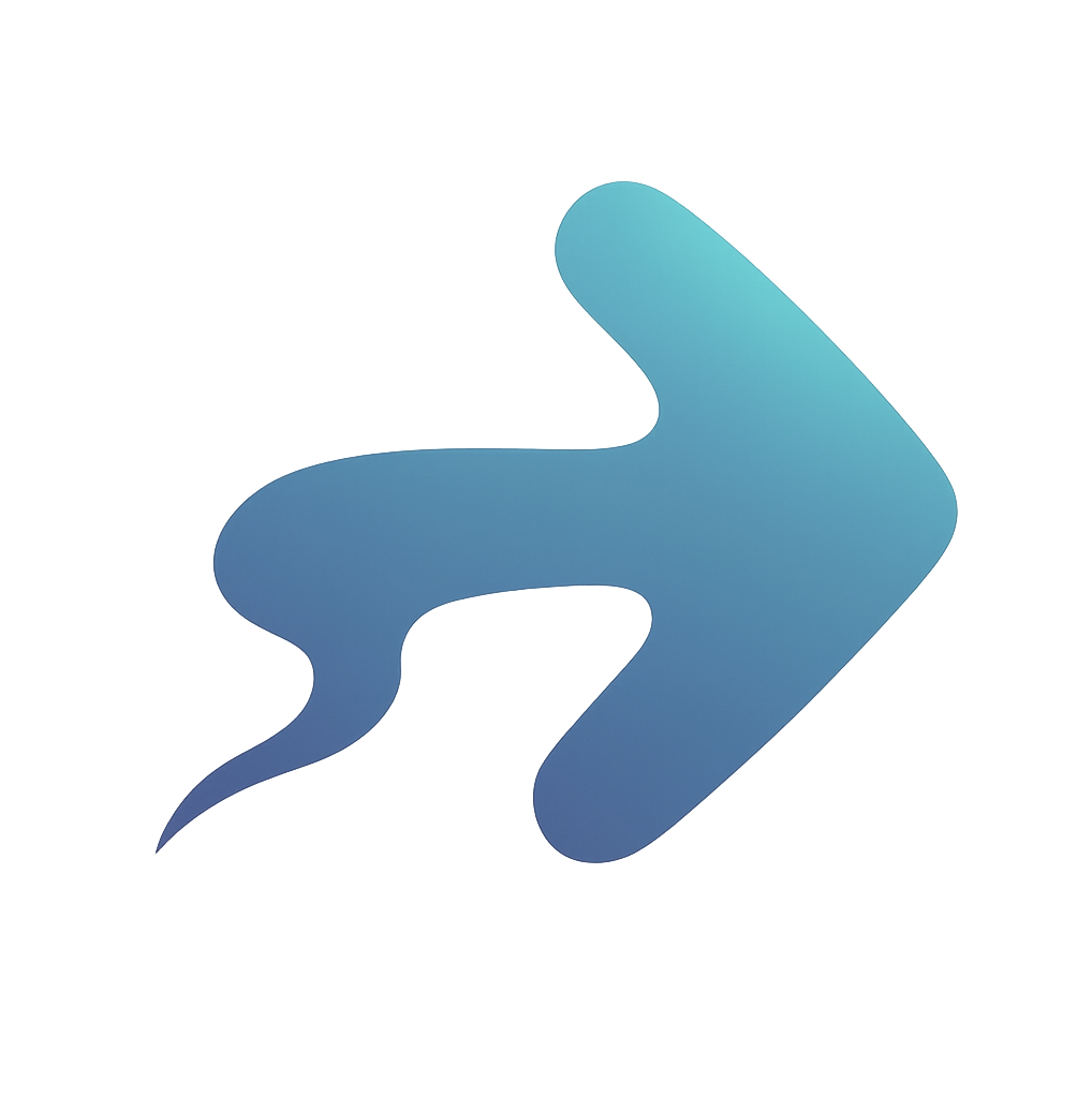 A flowing directional arrow pointing outward.