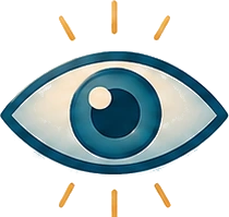 Open eye with radiating light