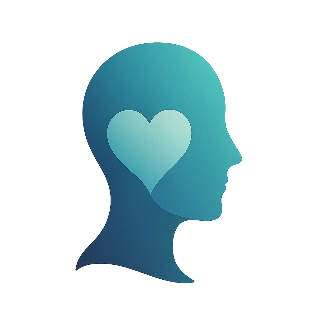 Profile of a head with a heart inside it.