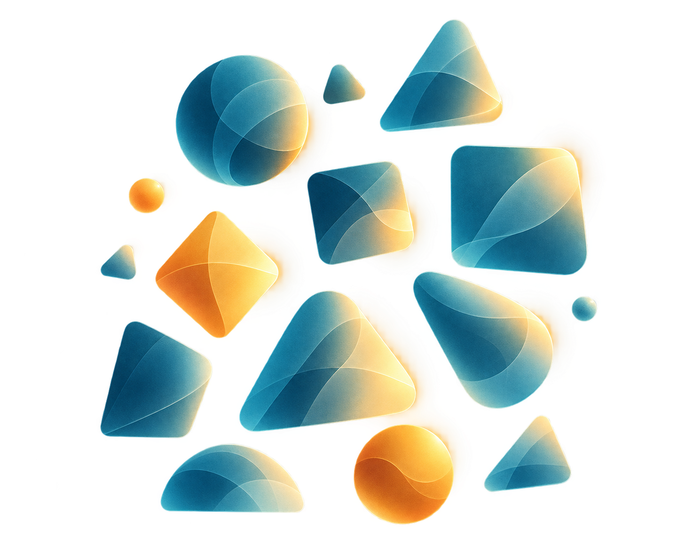 Fragmented shapes gathering into a legible arrangement